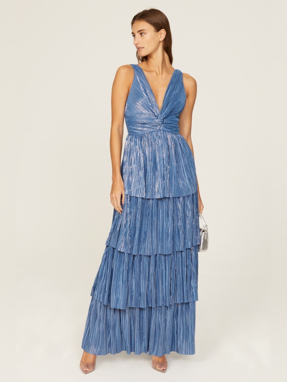 Sabina Musayev Delphina Gown Metallic Blue